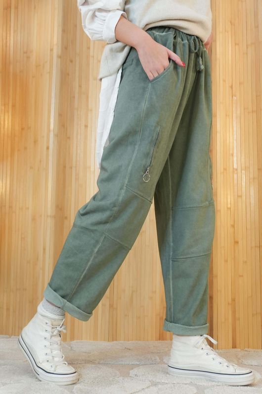Anine Soft Touch Zip Jogger Washed Khaki